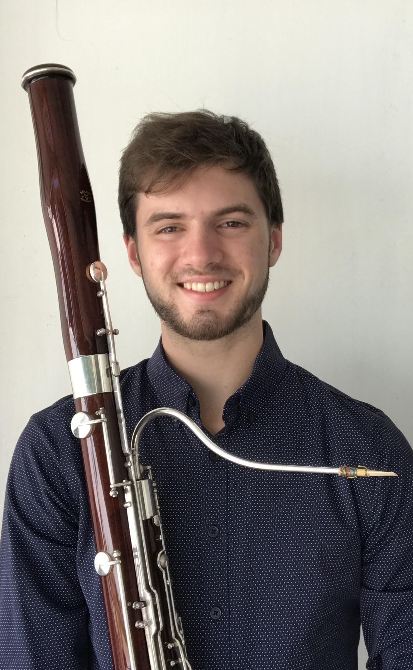 Nate Finke with his bassoon.